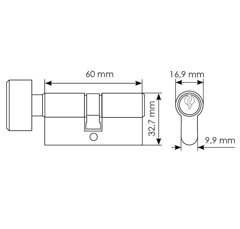 Anahtalı Çevirmeli Silindir Barel Göbek Kapı Kilidi Simple 60CK