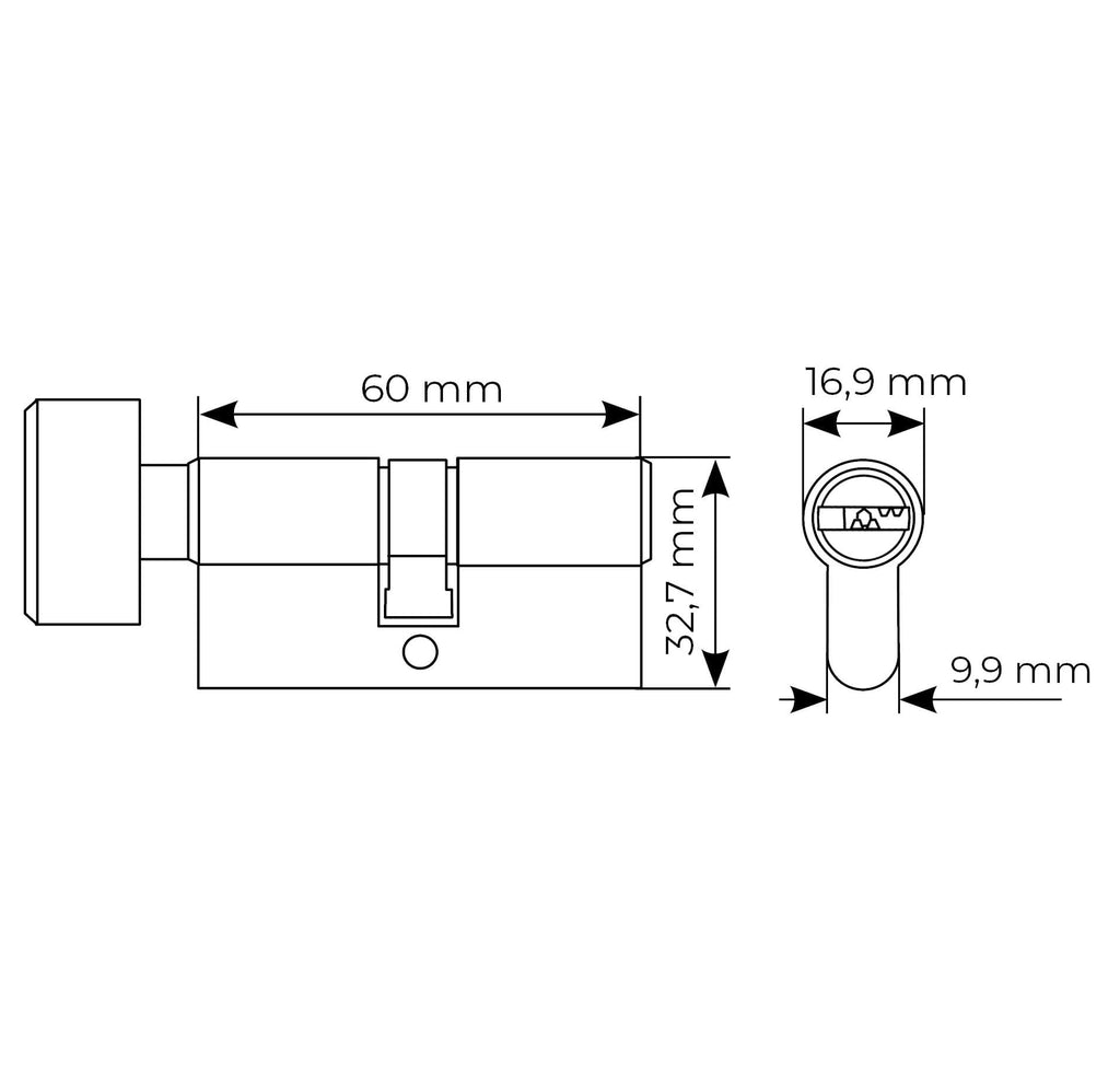 Anahtalı Çevirmeli Silindir Barel Göbek Kapı Kilidi Rucetti R60CK